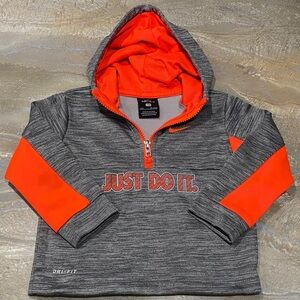 Nike Dri-FIT Hoodie Grey & Orange Size Toddler’s 24  Months